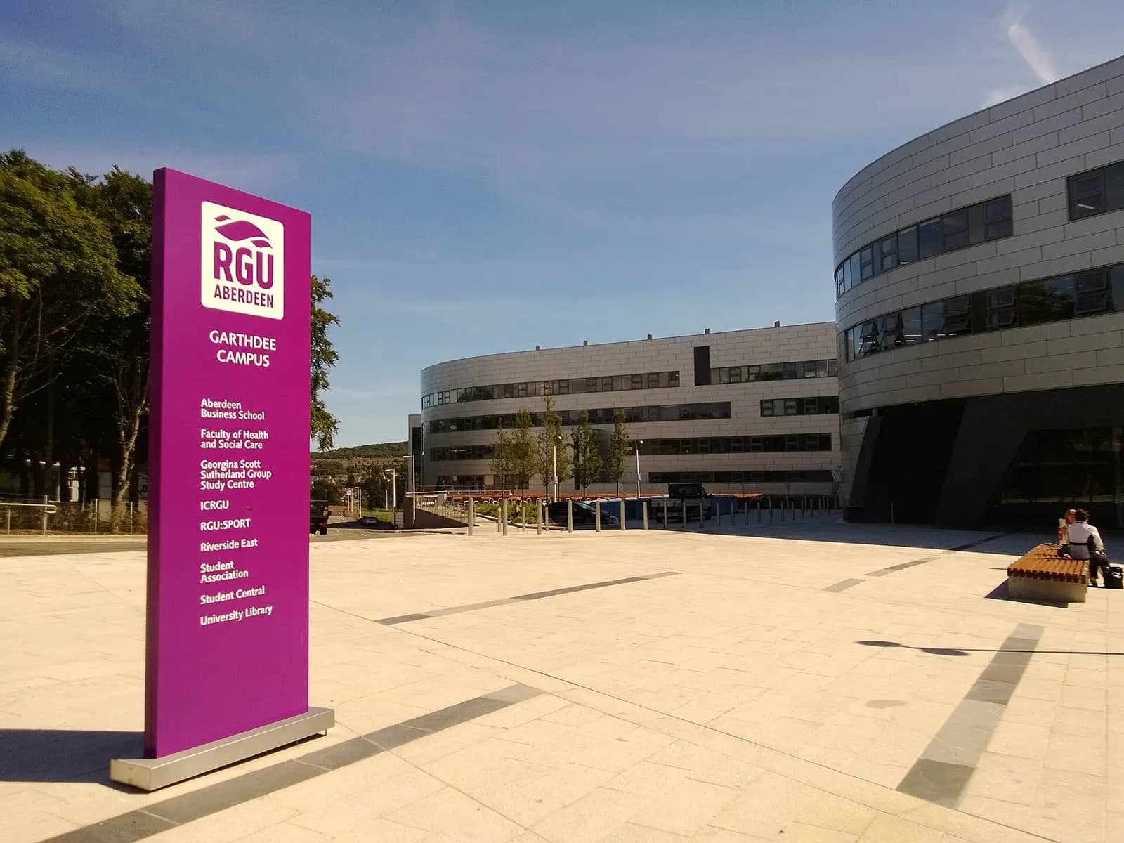 Robert Gordon University campus — Main plaza at The Robert Gordon University's campus at Garthdee, Aberdeen, UK. Riverside East building is shown on right